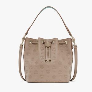 *NWT* Authentic MCM AREN DRAWSTRING BAG in URBAN TAUPE